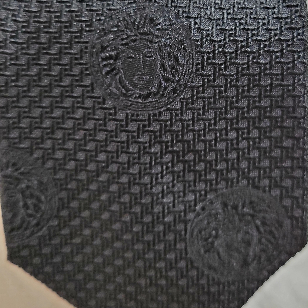 Versace Black Textured Silk Tie